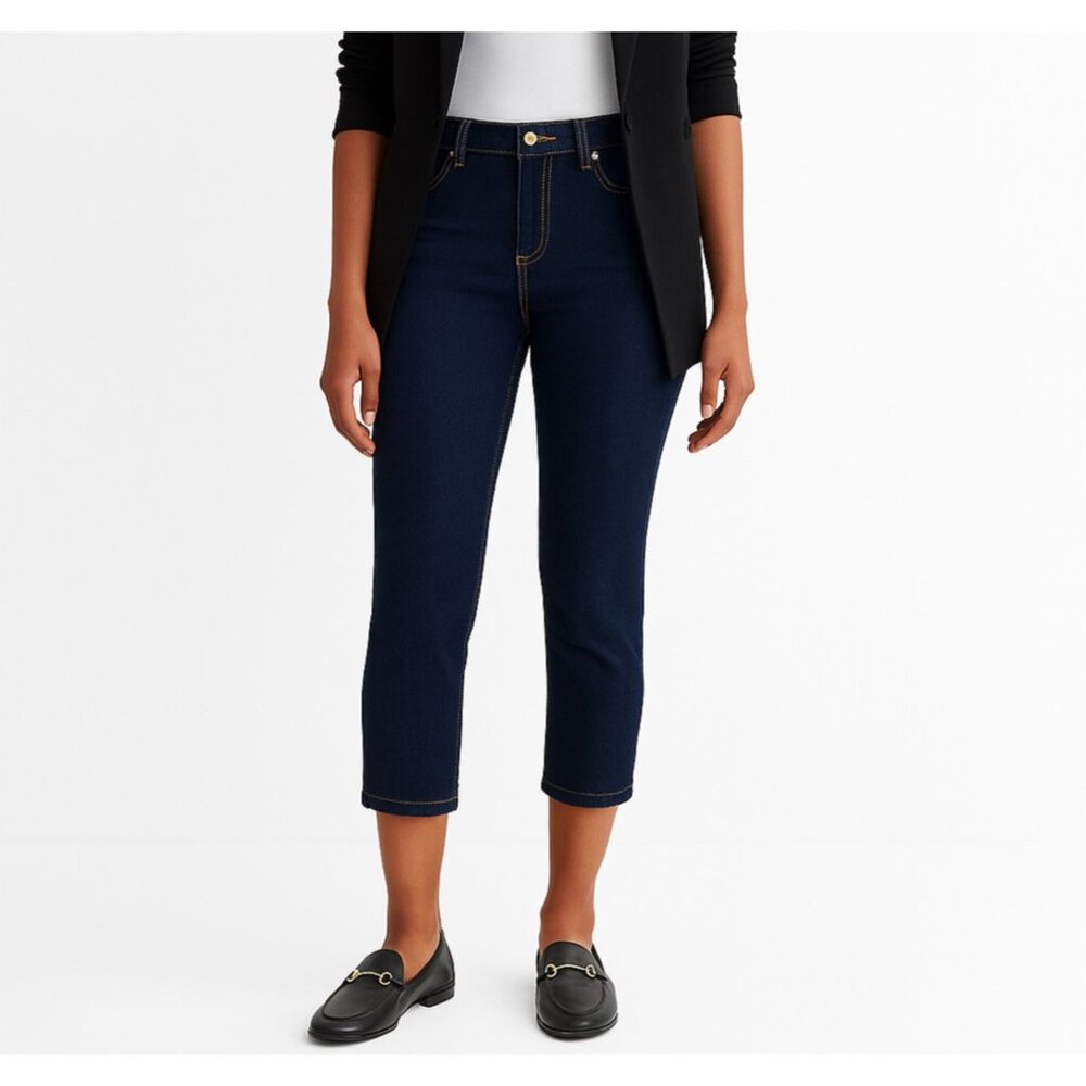 MICHAEL Michael Kors Izzy Cropped Dark Rinse Skinny Jeans Stretch Denim Size 4